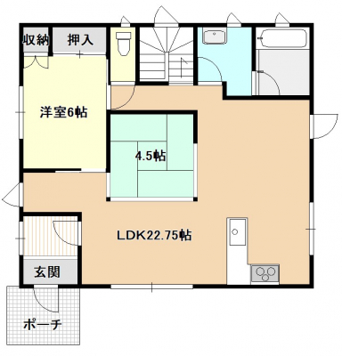 Ԏ}@22.75LDK{4.5̏R[i[B