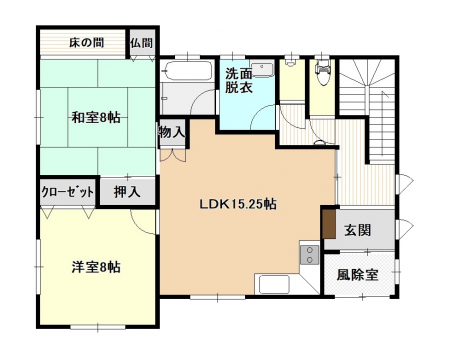 �Ԏ��}�@1�K���r���O��15.25���B�a���Ɨm����1����������܂��B