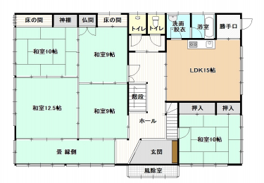 �Ԏ��}�@1�K��LDK�̑��ɘa����5��������܂��B�����͓쑤�œ�������ǍD�B